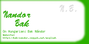nandor bak business card