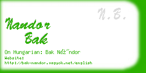 nandor bak business card